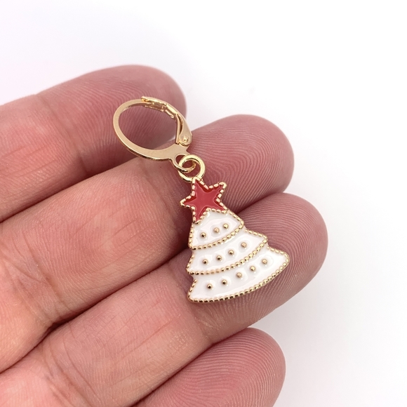 White Christmas Tree Earrings - Picture 4 of 5